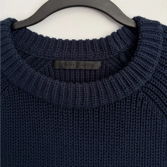 Jenni Kayne Size M • Navy Blue 100% Cotton Fisherman Sweater. - Picture 3 of 5